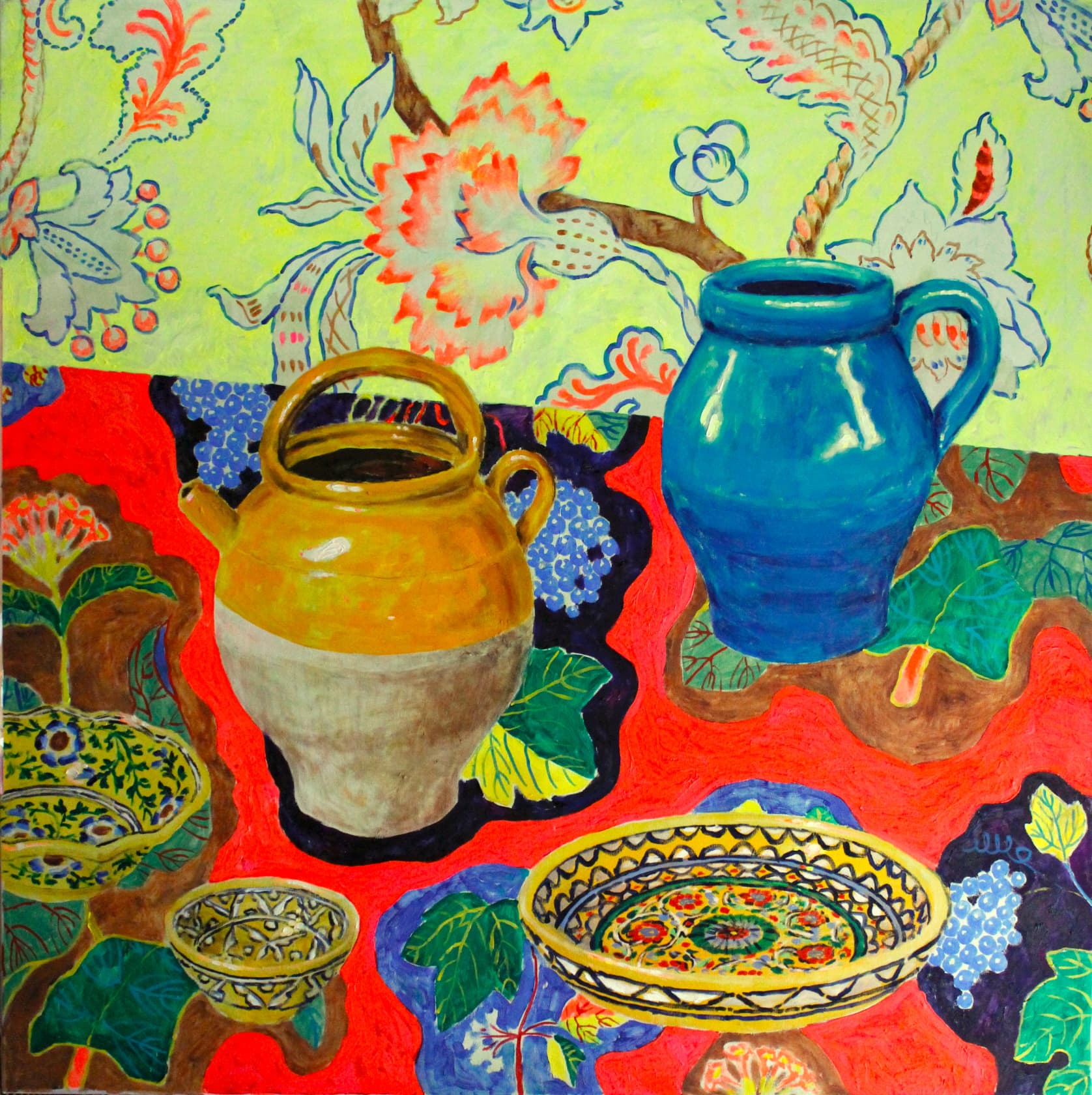 Michael Slusakowicz Composition with Five Ceramic Objects Oil on canvas