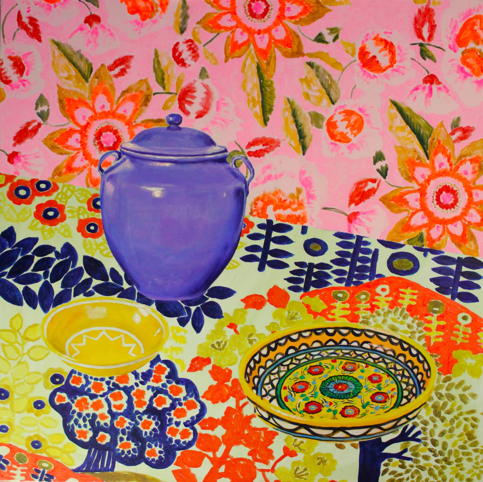 Michael Slusakowicz Composition with Lilac Jar Oil on canvas