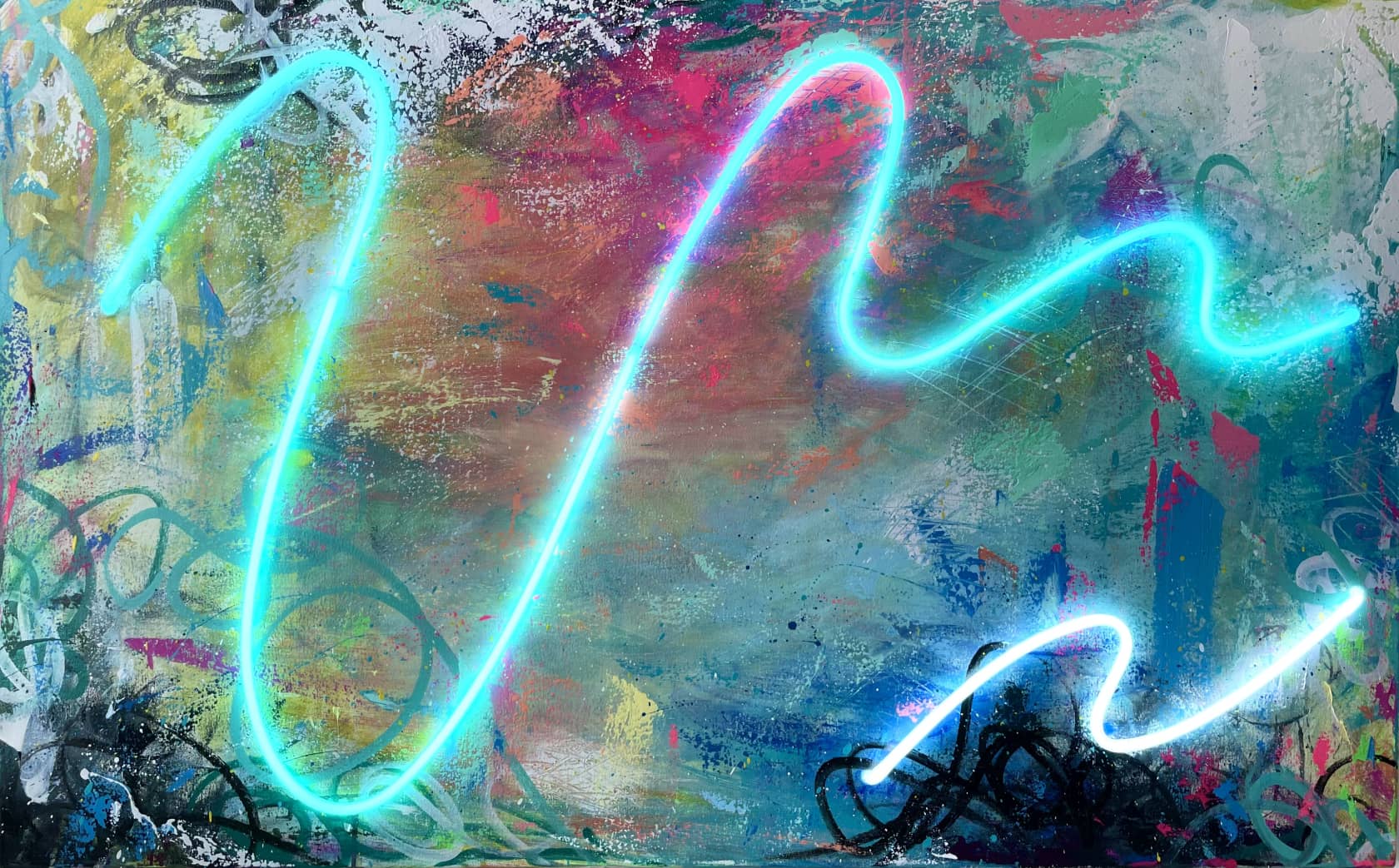 Sean Crim Beauty in Chaos 6 Acrylic and neon on canvas