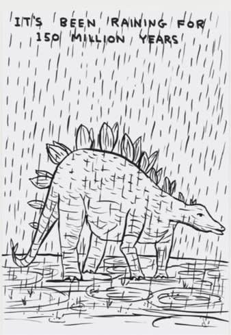 David Shrigley It’s been raining for 150 million years Ink and marker on paper