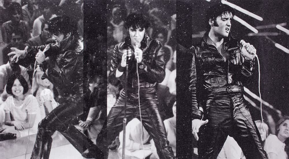 Russell Young, Elvis 1968 Triptych (Graceland White), 2023
