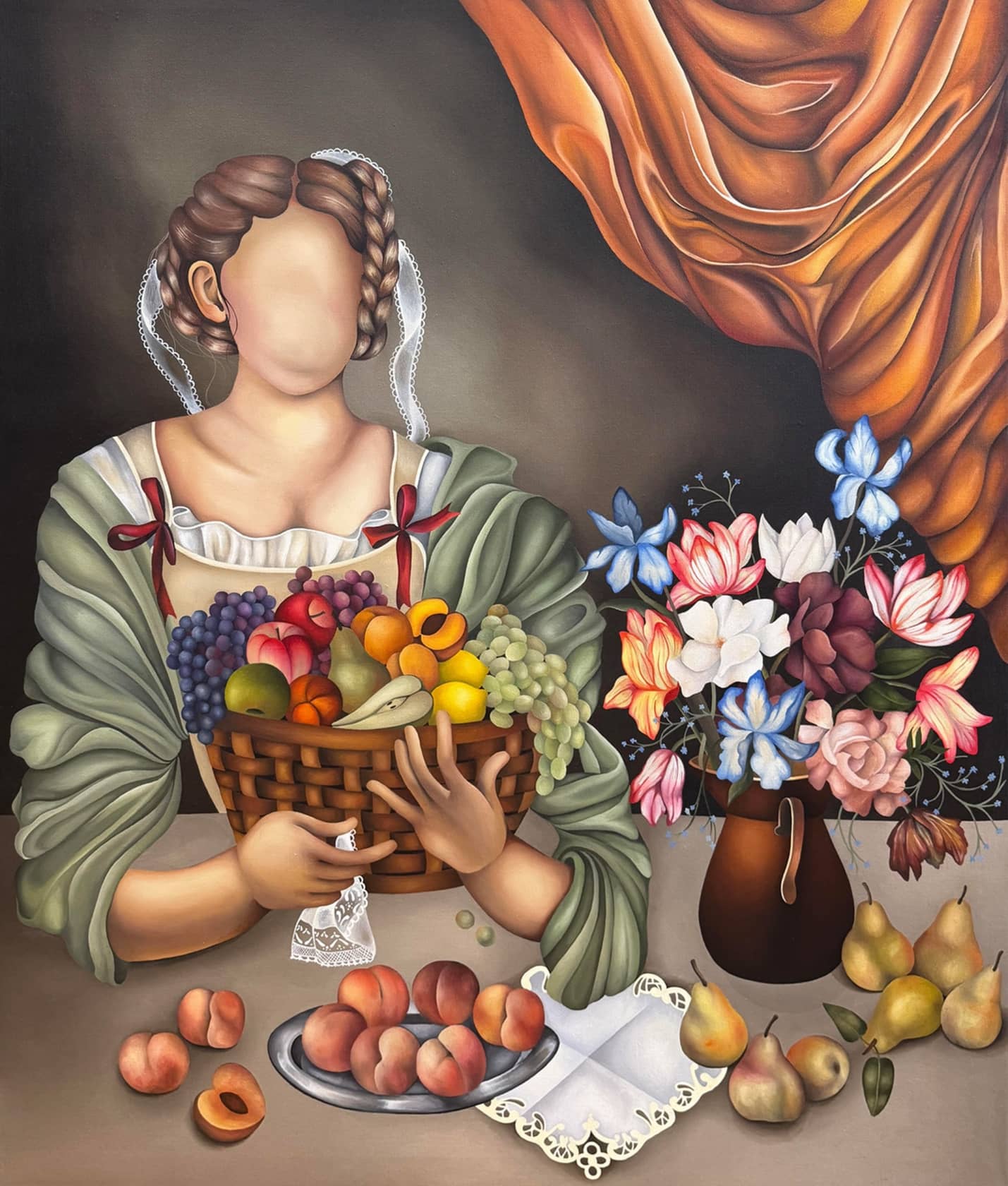 Celine Ali, Woman Holding a Basket of Fruit, 2025