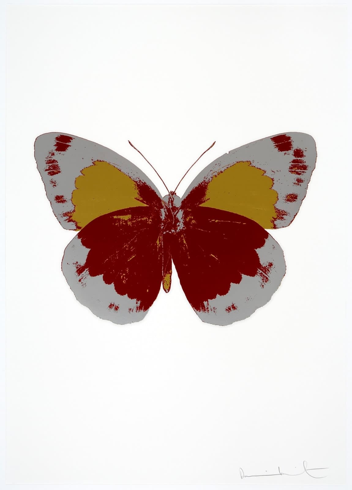 Damien Hirst The Souls II – Chilli Red/ Silver Gloss. Oriental Gold 3 colour foil block on 300gsm Arches 88...