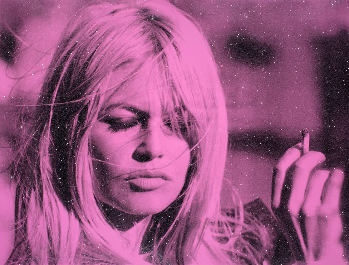 Russell Young Bardot Thunder - Paradise Pink Acrylic, oil based ink and diamond dust hand pulled screen print on linen