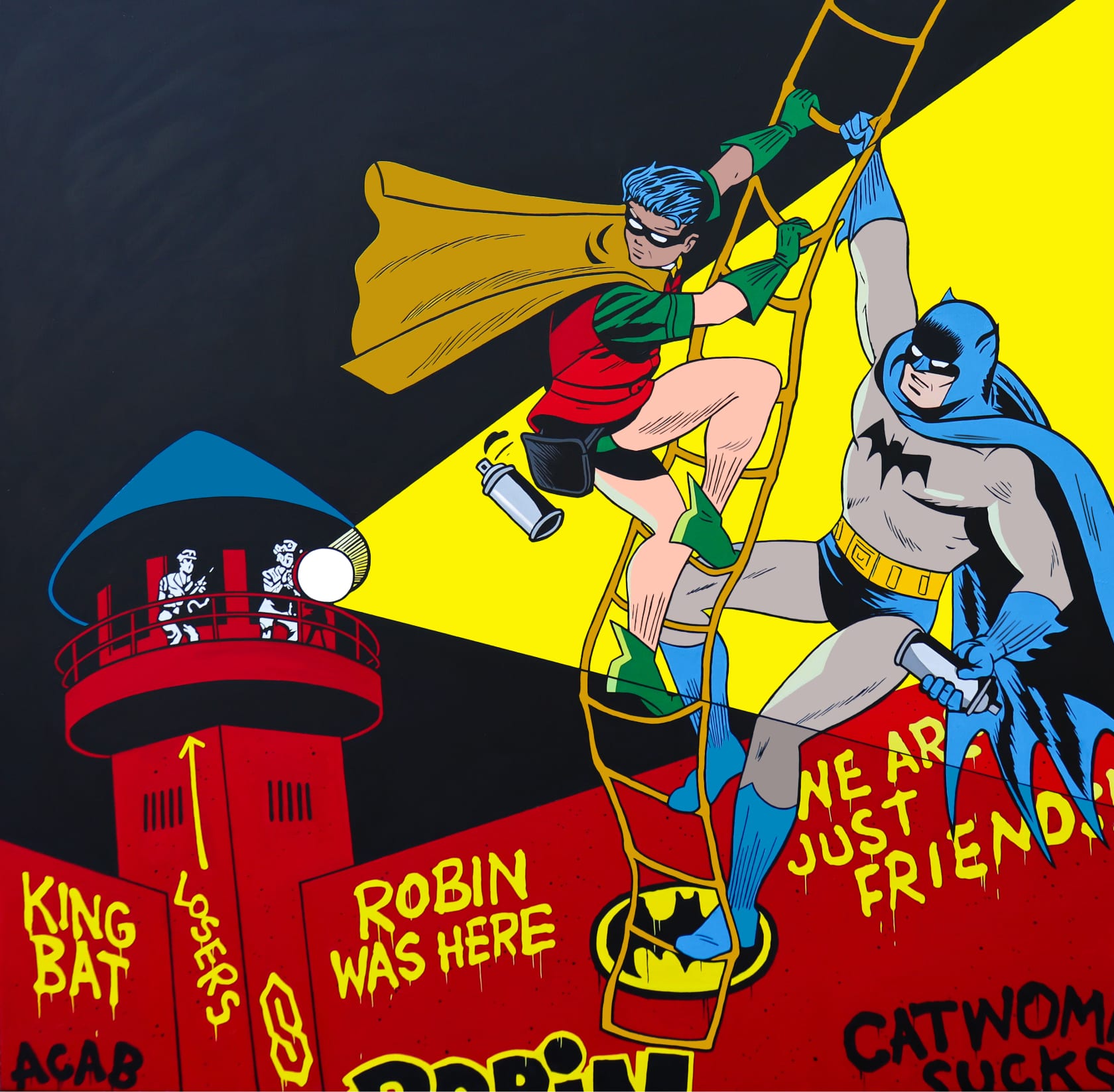 PRIEST The Vigilante Vandalists Acrylic and Spray Paint on Canvas