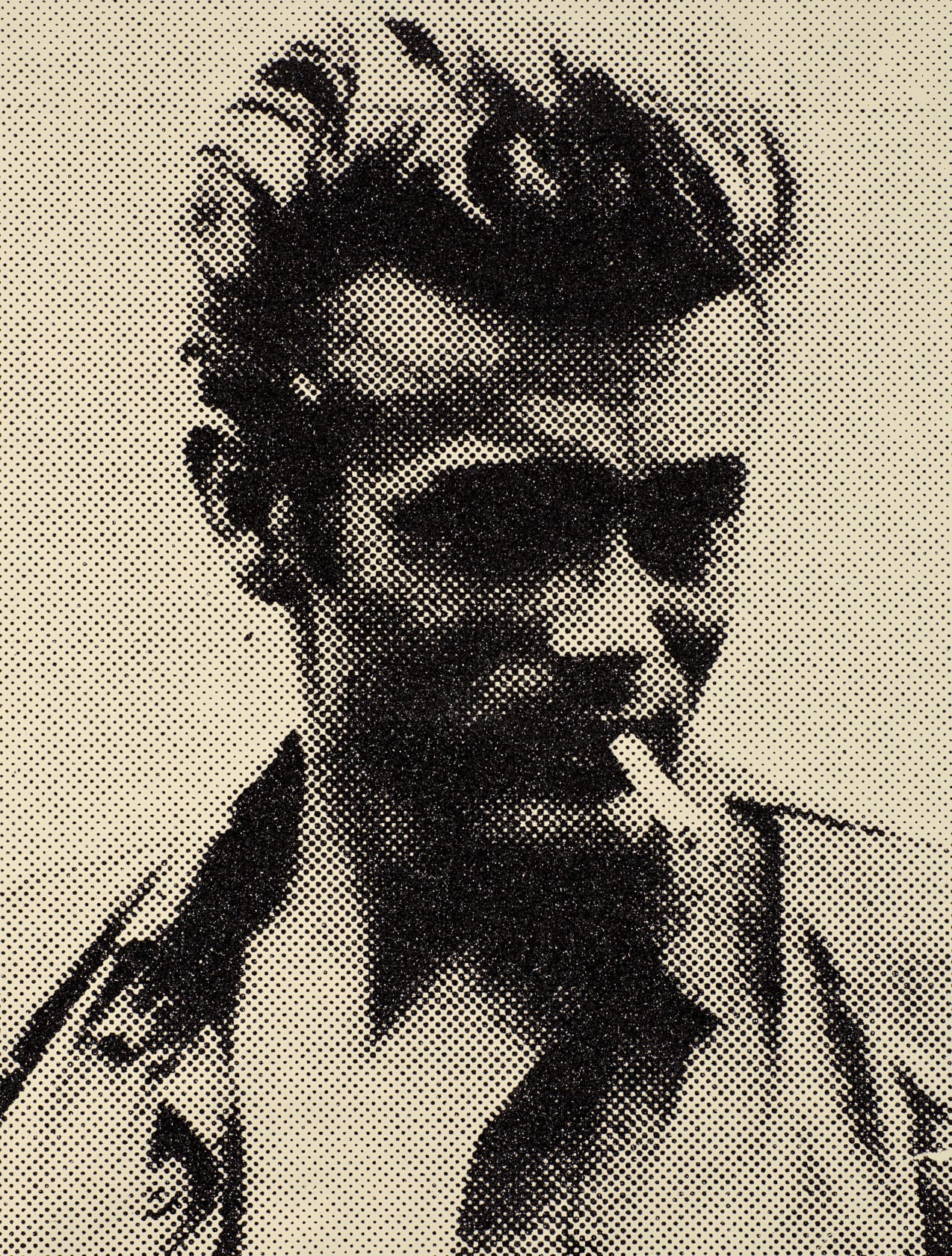 Russell Young James Dean - B&W Acrylic paint, enamel and diamond dust screen print on linen