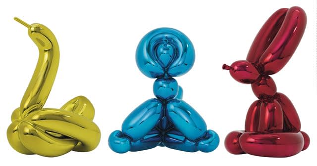Jeff Koons Balloon Rabbit, Monkey and Swan Porcelain with Chromatic Coating