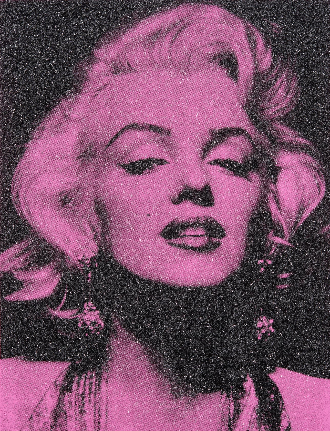 Russell Young Marilyn Portrait California Enamel and Diamond Dust Screen Print on Linen