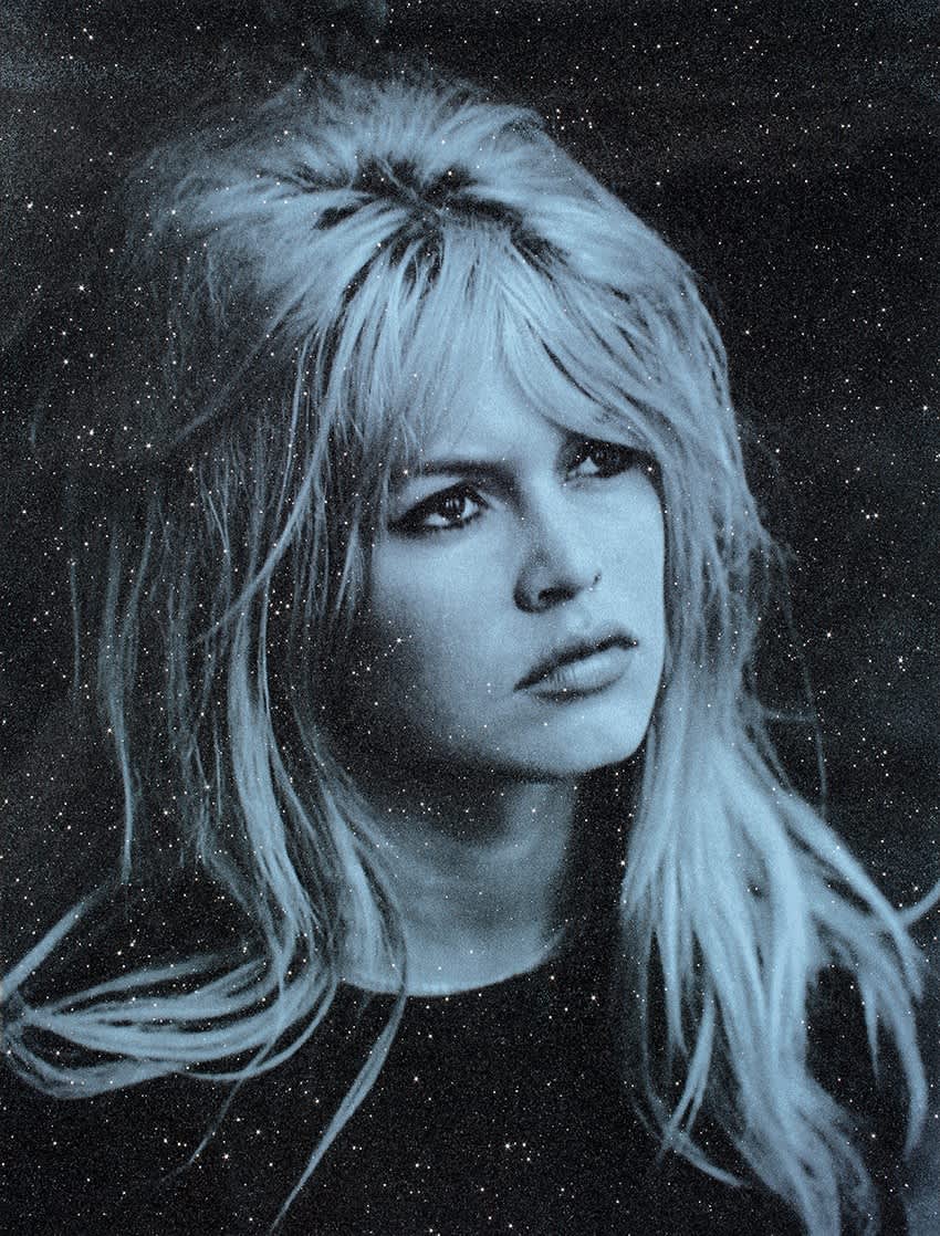 Russell Young Bardot - Rivera Blue Hand pulled acrylic, enamel screen print and diamond dust on linen