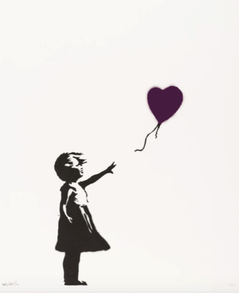 Banksy, Girl With Balloon - Purple (Signed), 2004