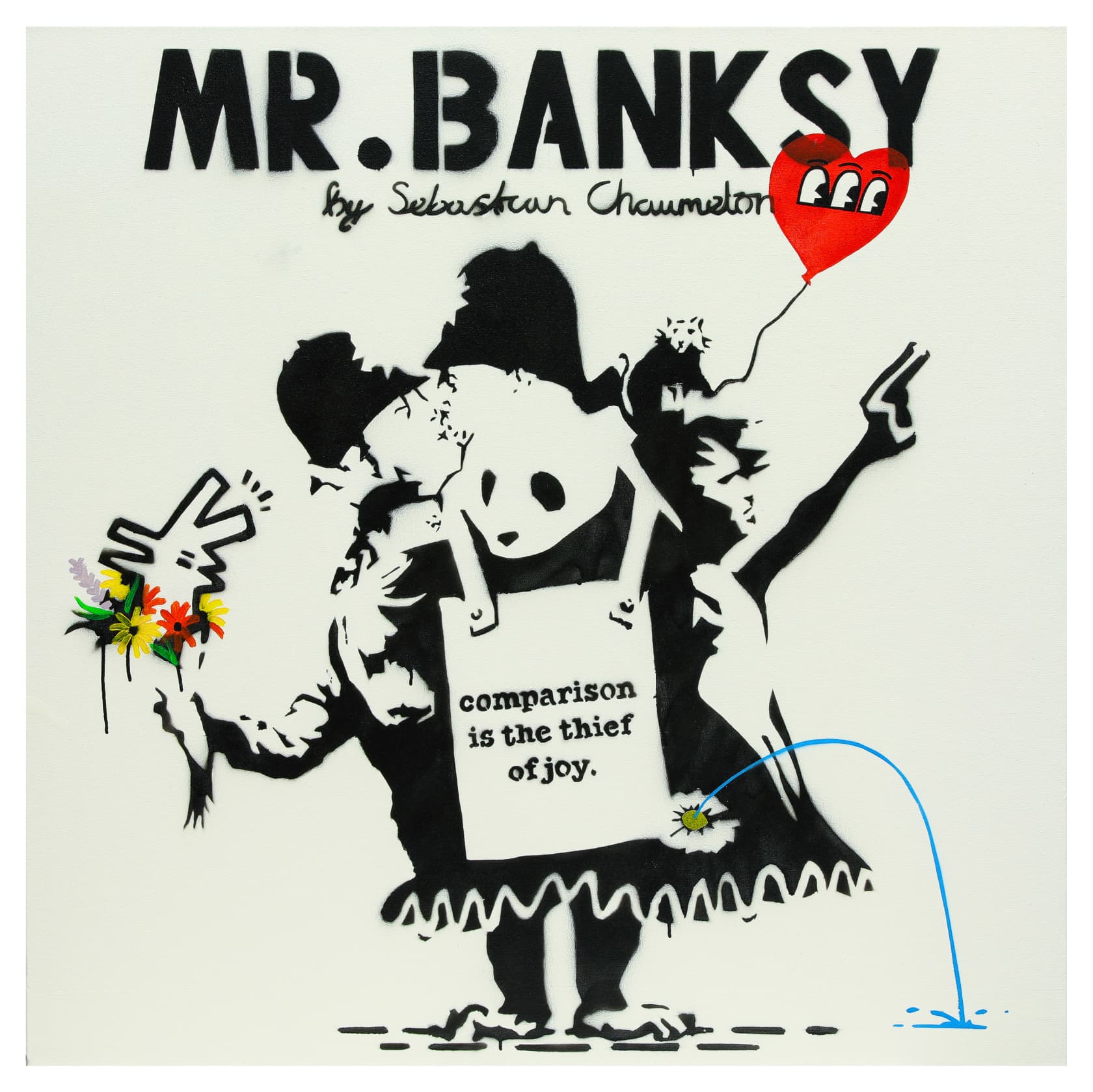 Sebastian Chaumeton Mr. Banksy (Comparison is the thief of joy) Spraypaint and Acrylic on Canvas