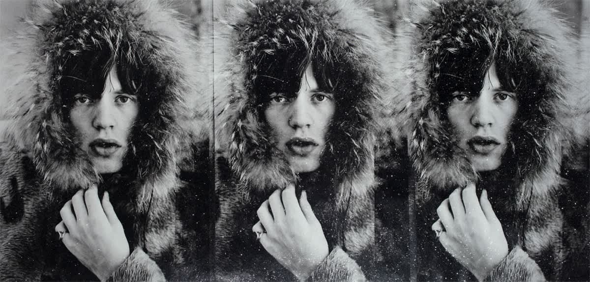 Russell Young, Mick Jagger Triptych (Stones White), 2023