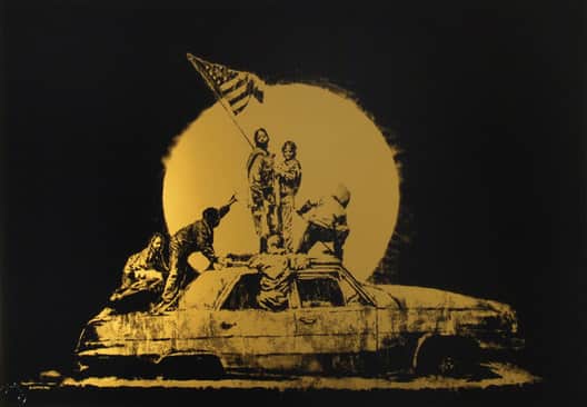 Banksy, Gold Flag, 2008