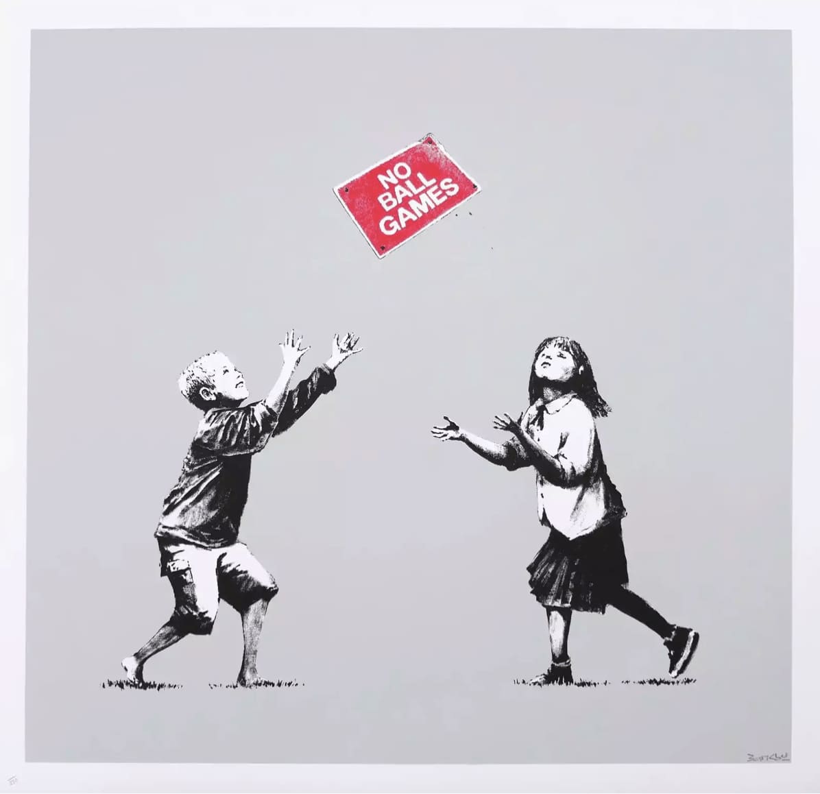 Banksy, No Ball Games (Grey) - Signed, 2009