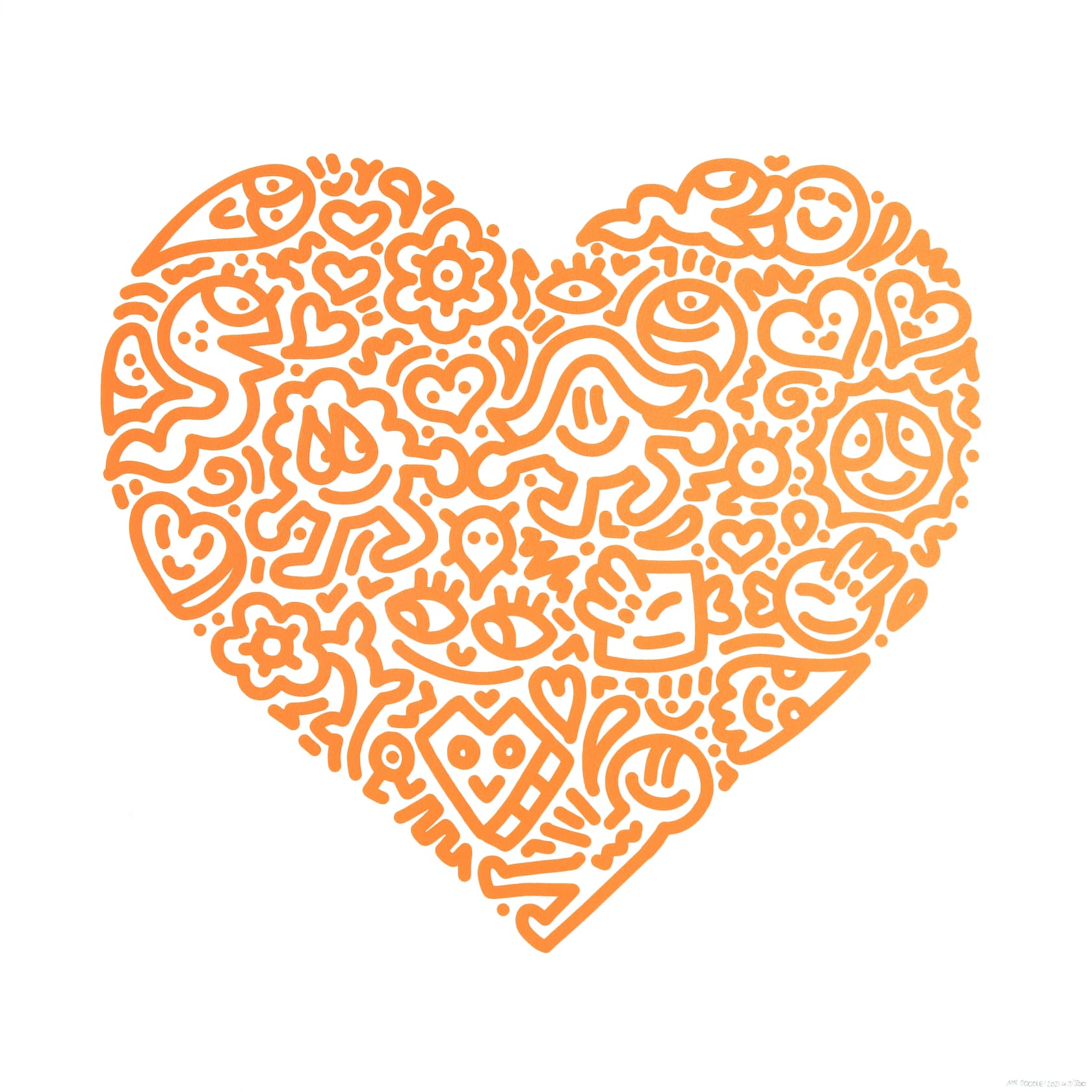 Mr. Doodle, Pop Heart (Orange), 2021