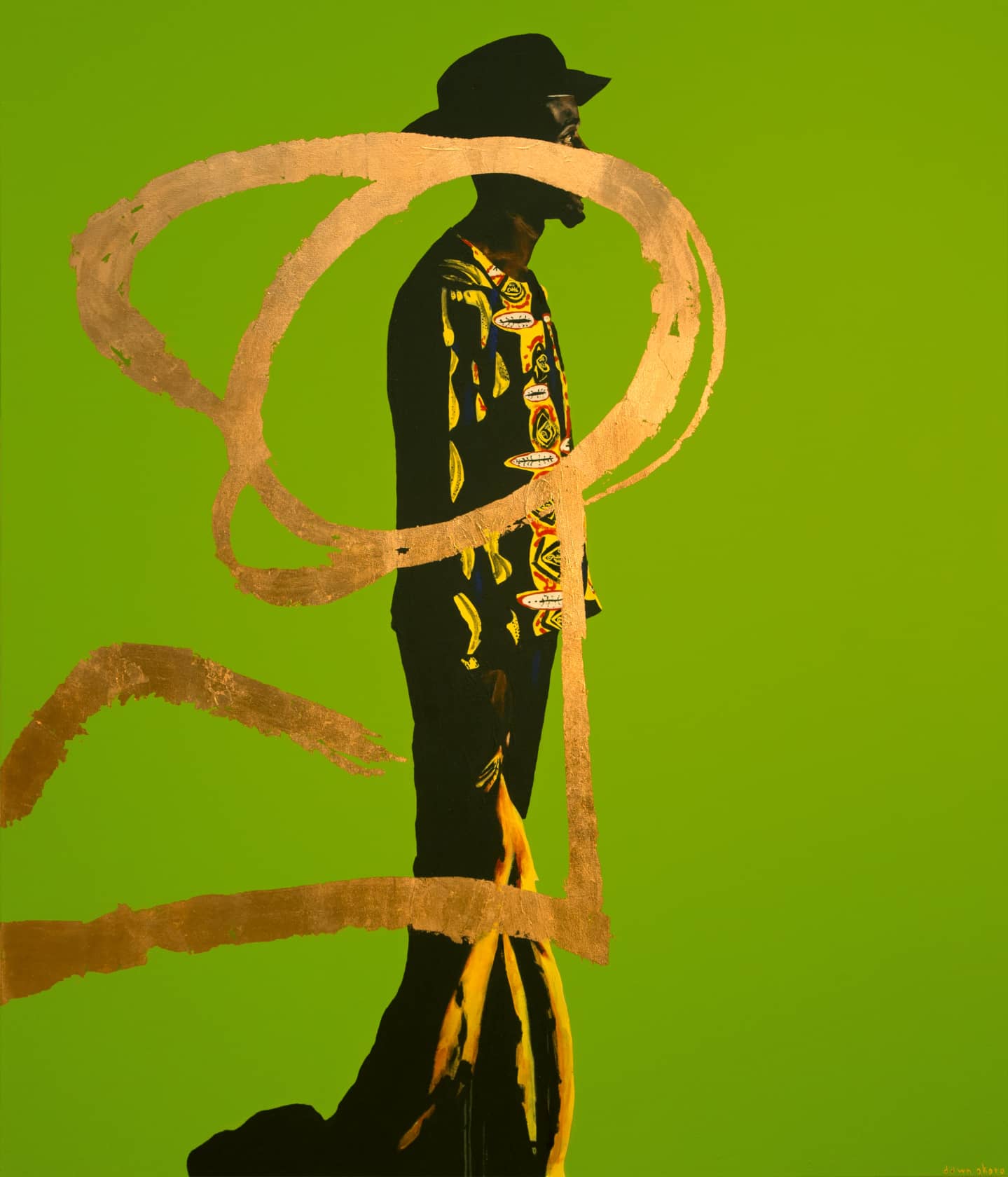 Dawn Okoro Moyo Acrylic and Copper Leaf on Canvas
