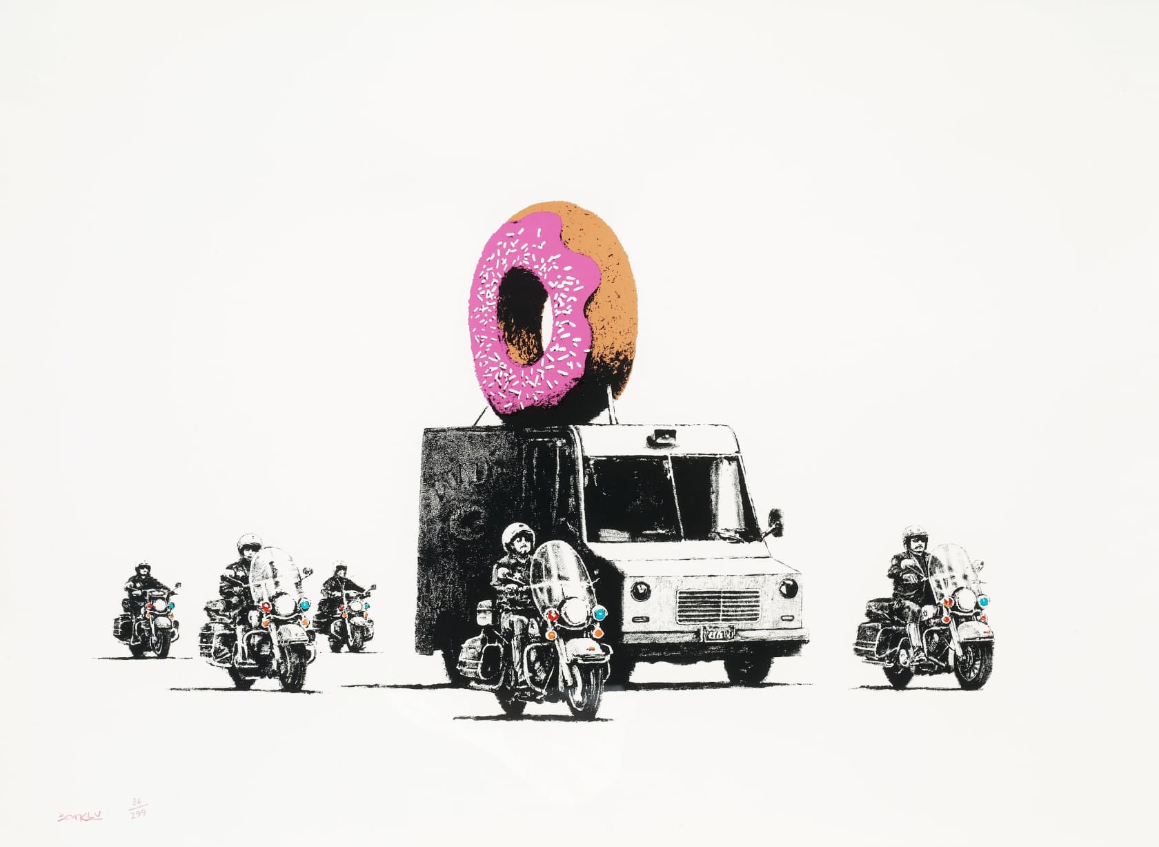 Banksy Donuts Strawberry (Signed) Screenprint