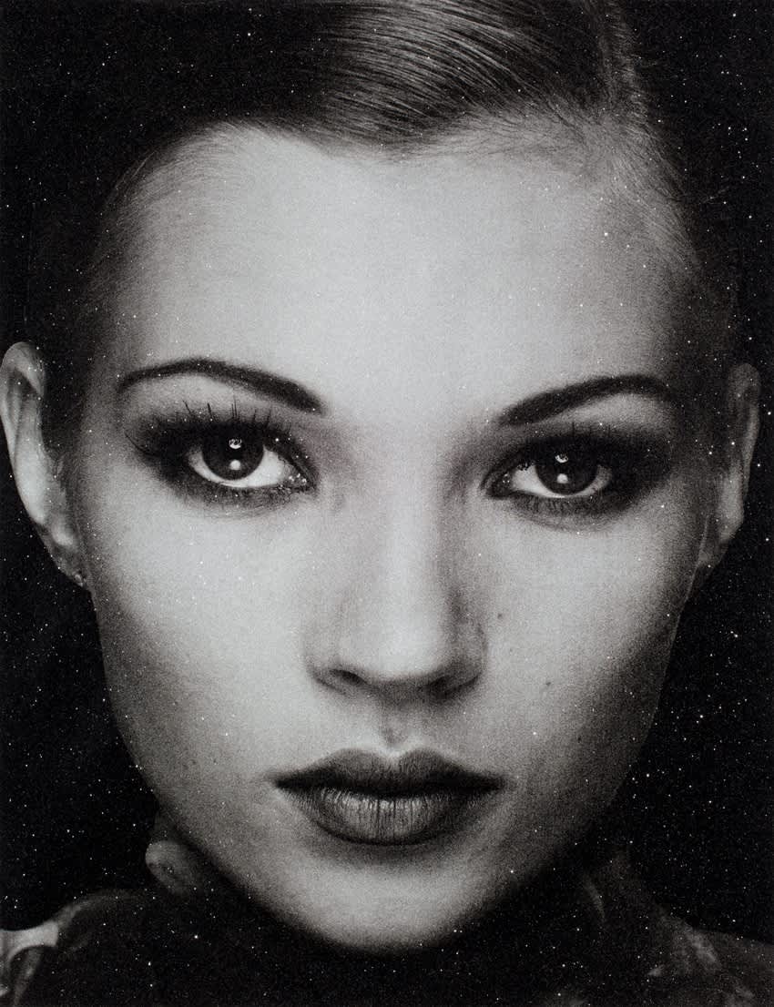 Russell Young Kate Moss (Love White) Acrylic, oil based ink and diamond dust hand pulled screen print on linen