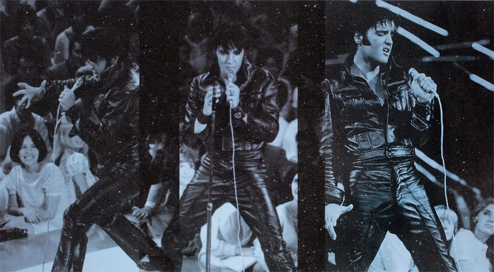 Russell Young, Elvis 1968 Triptych (Supreme Blue), 2023