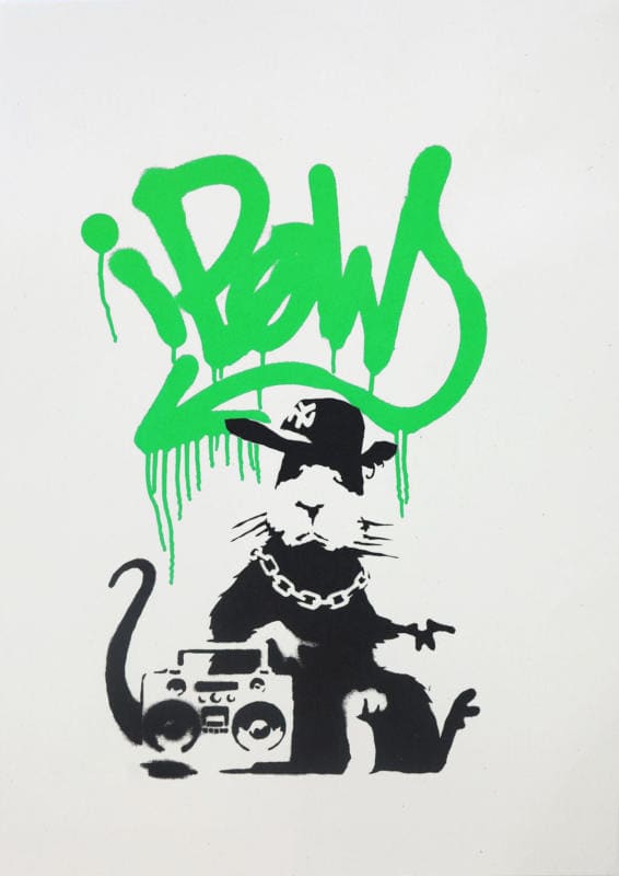 Banksy, Gangsta Rat Green (Signed), 2005