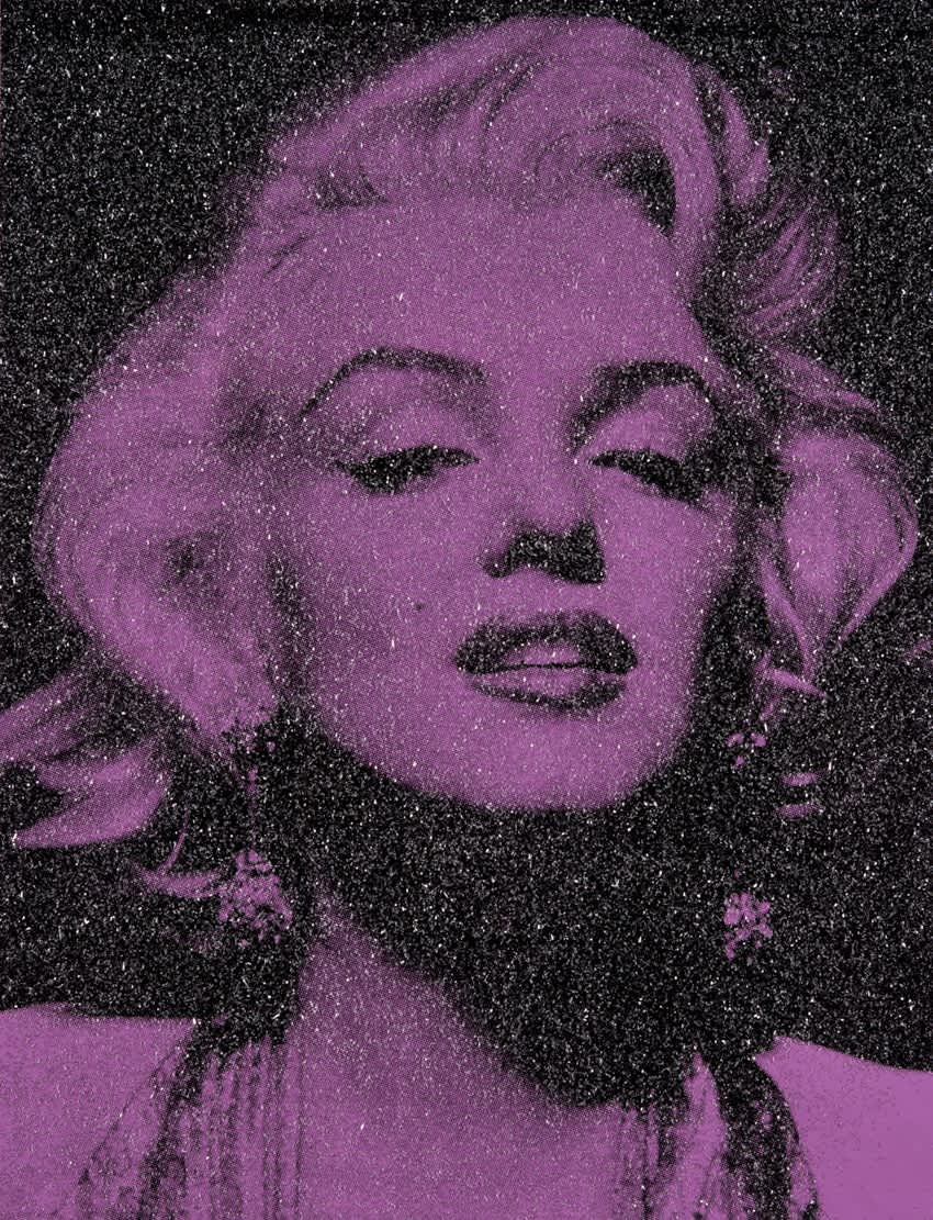 Russell Young Marilyn Portrait California (Beverly Lavender & Black) Enamel and diamond dust screen print on linen