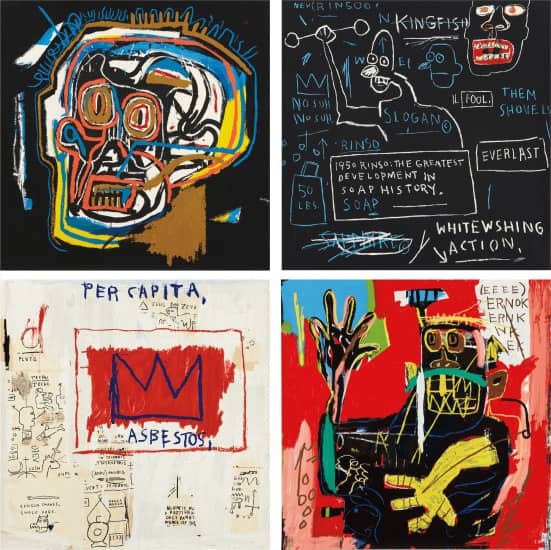 Jean-Michel Basquiat, Head; Rinso; Per Capita; and Ernok (Portfolio of Four), 1983/2001