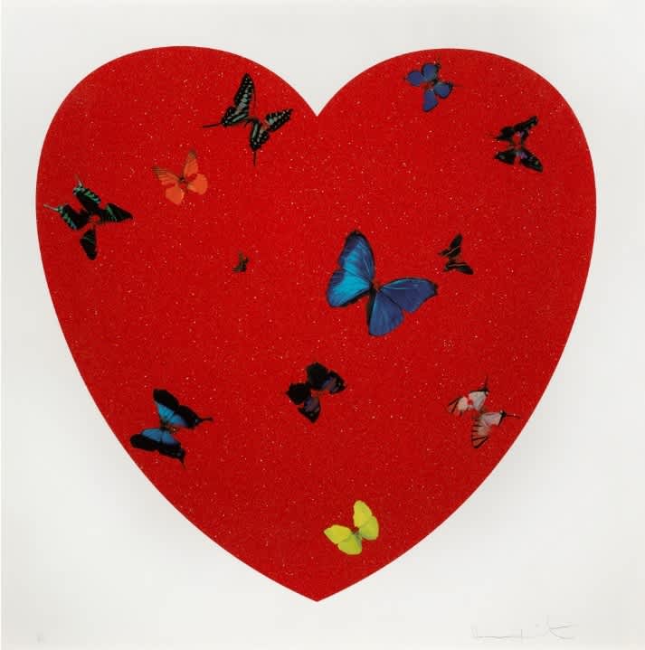 Damien Hirst All You Need is Love, Love, Love (Diamond Dust) Screenprint in colors with diamond dust on wove paper