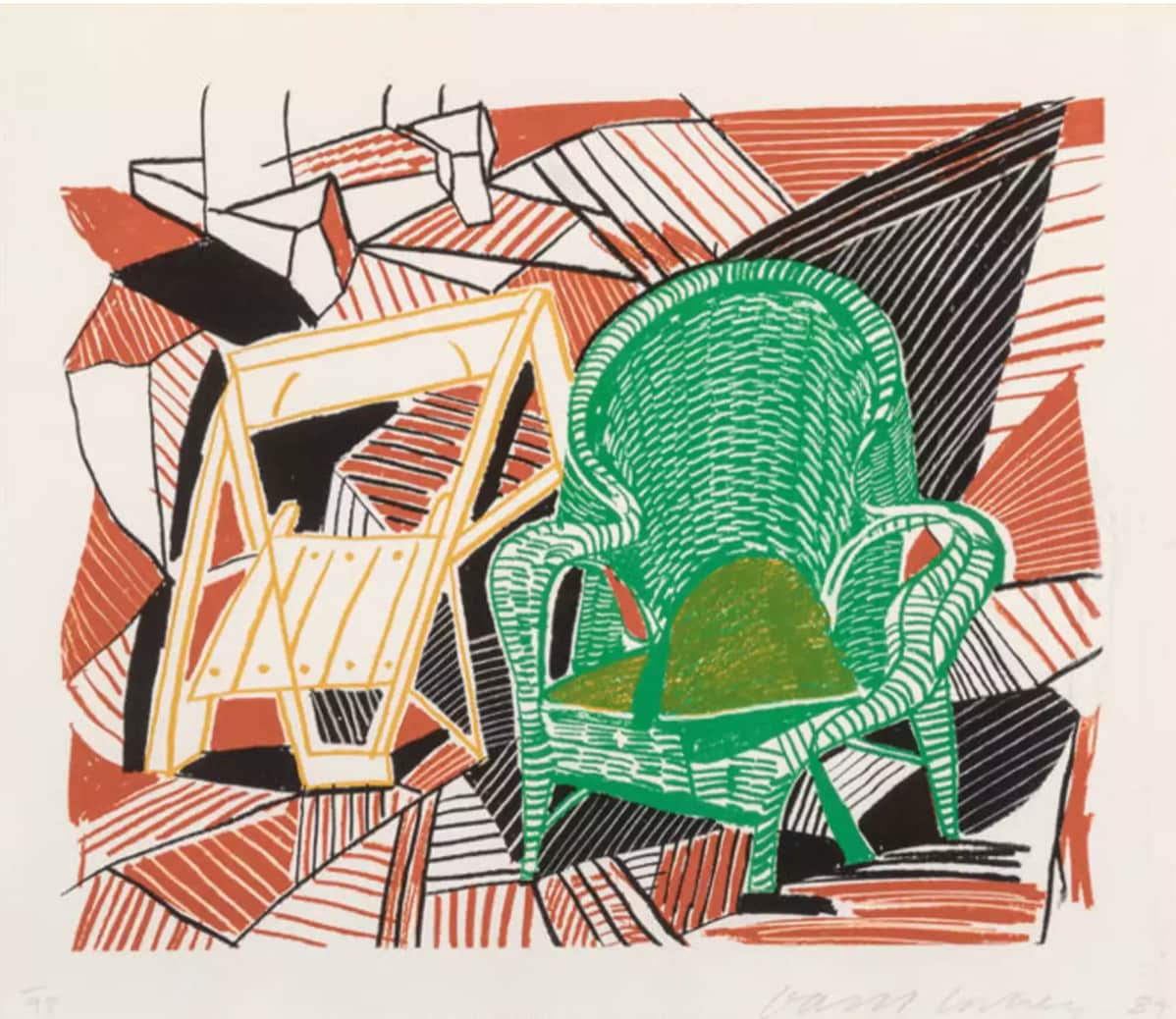 David Hockney, Two Pembroke Studio Chairs from the Moving Focus Series, 1984