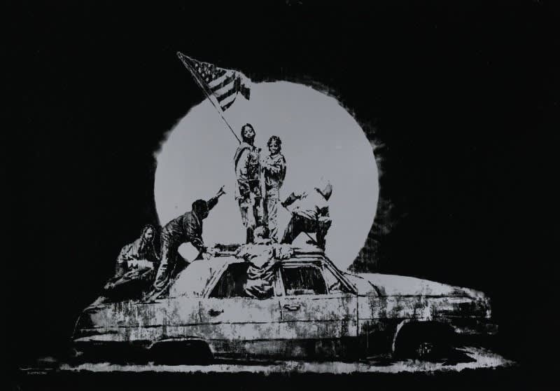 Banksy, Flags (Silver), 2006
