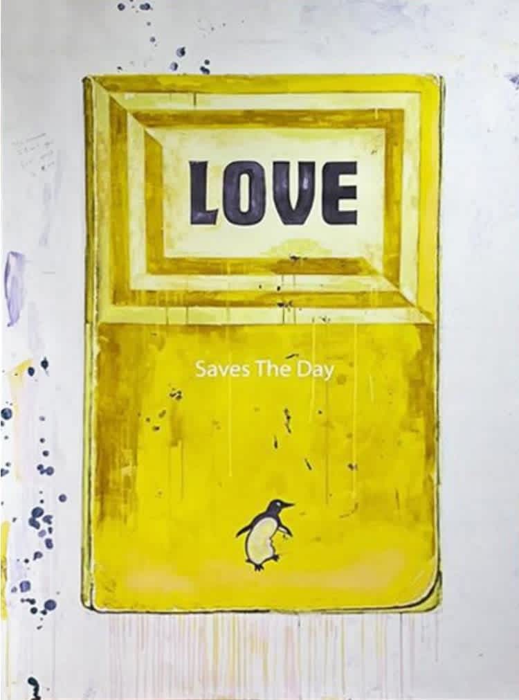 Harland Miller Love Saves The Day Oil on Silkscreen