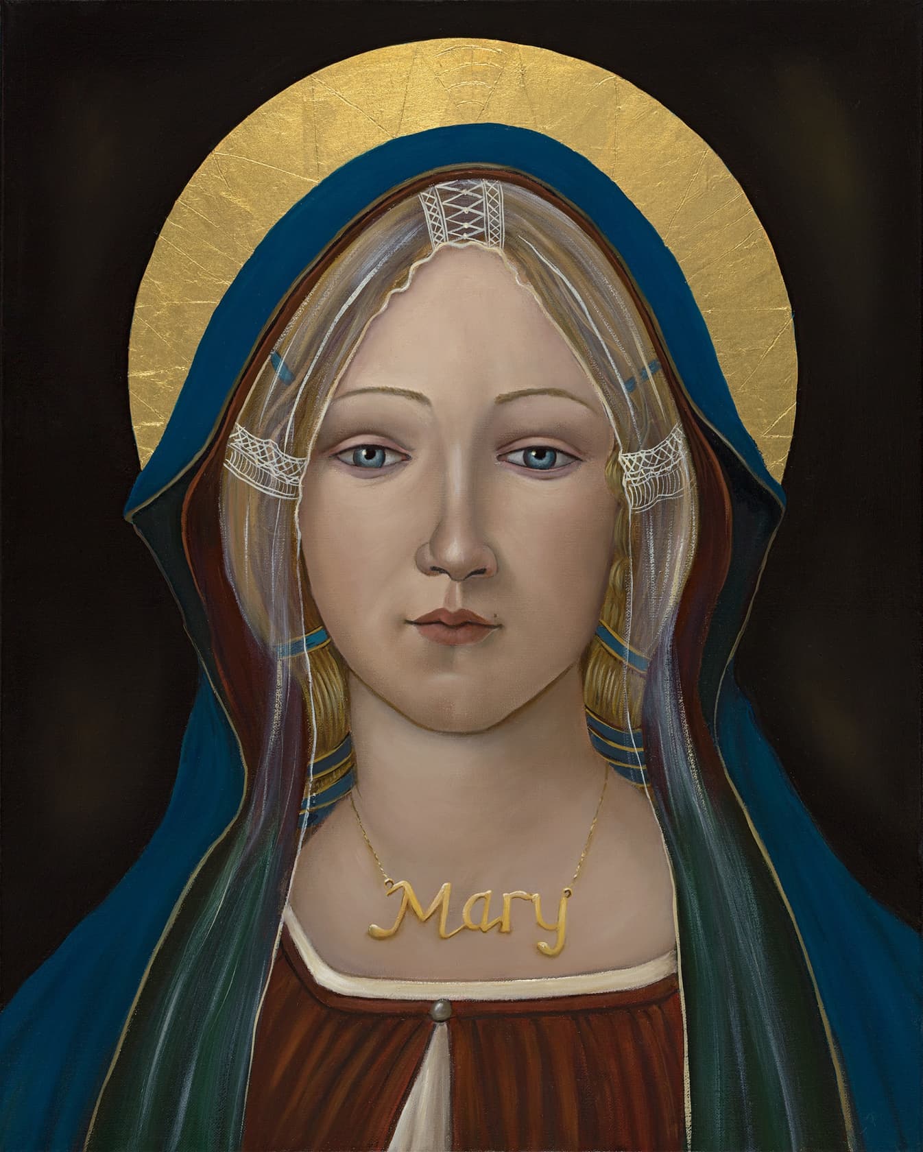 Ross Muir Wee Mary Oil and 24k Gold Leaf on Linen