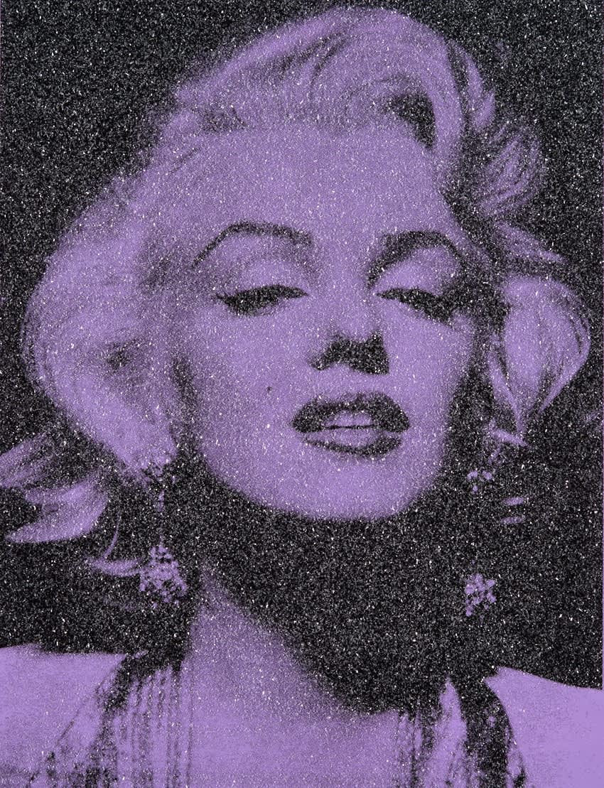 Russell Young Marilyn Portrait California (San Vicente Lavender & Black) Enamel and diamond dust screen print on linen