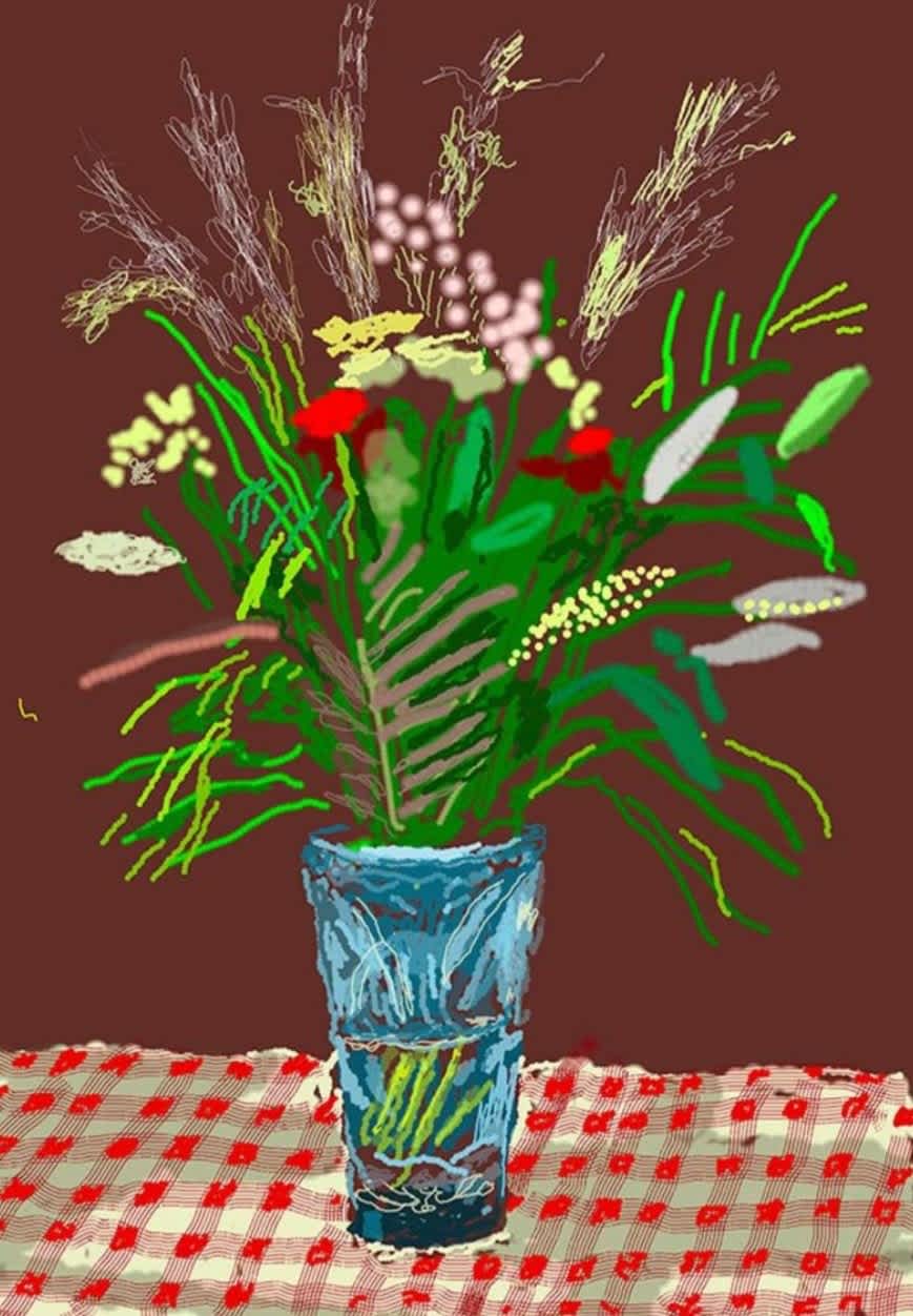 David Hockney, 27th February 2021, Tall Flowers in a Tall Vase, 2021