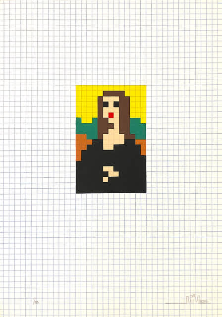 invader Low Res Mona Lisa Silkscreen on paper