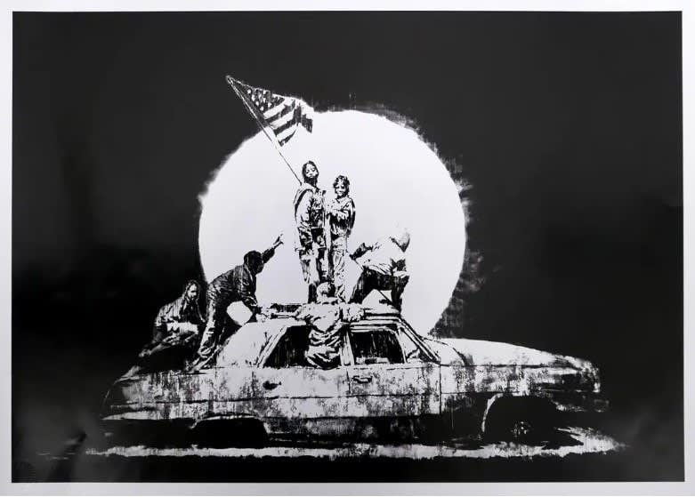 Banksy, Silver Flags (Unsigned) , 2008