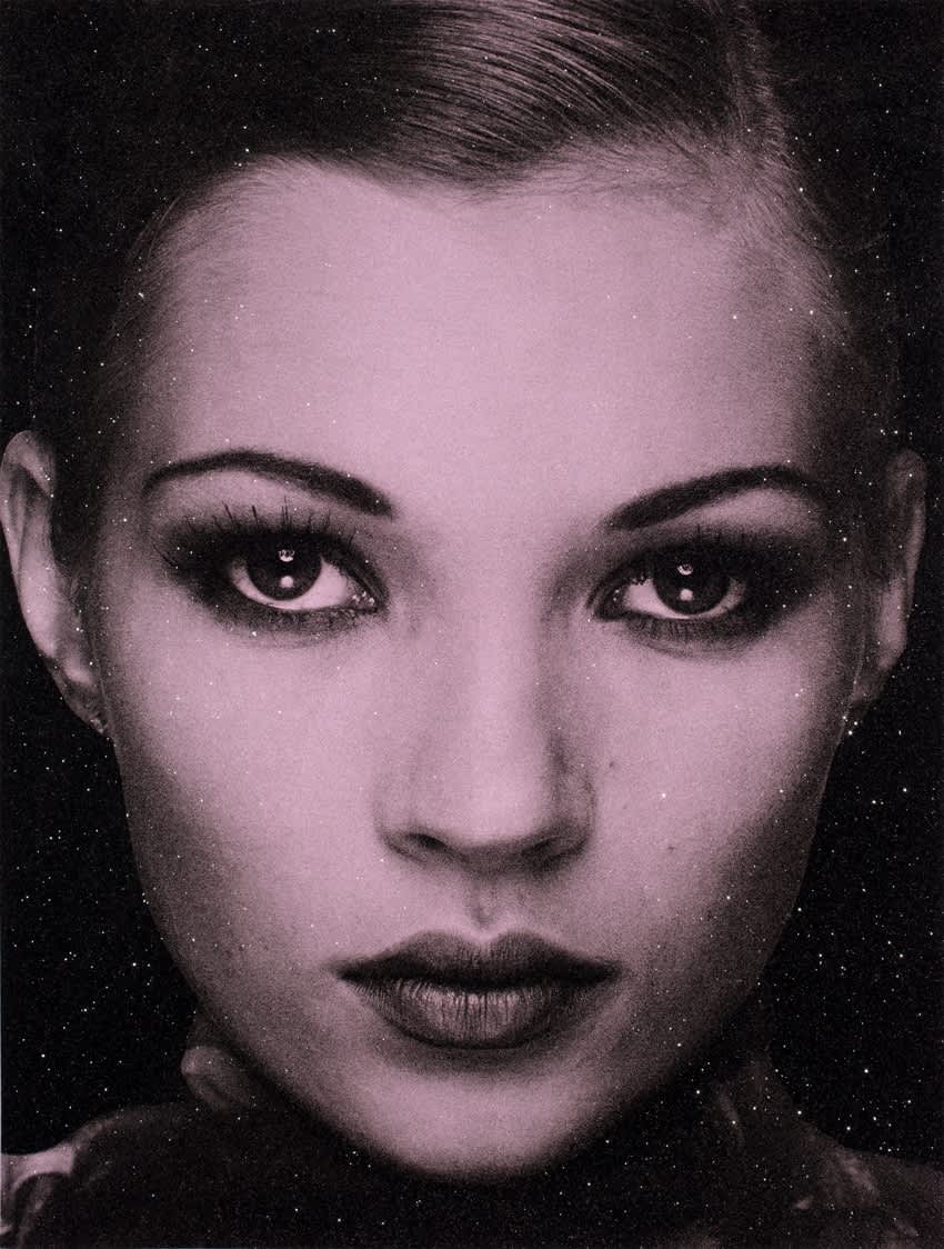 Russell Young Kate Moss (Siren Pink) Acrylic, oil based ink and diamond dust hand pulled screen print on linen