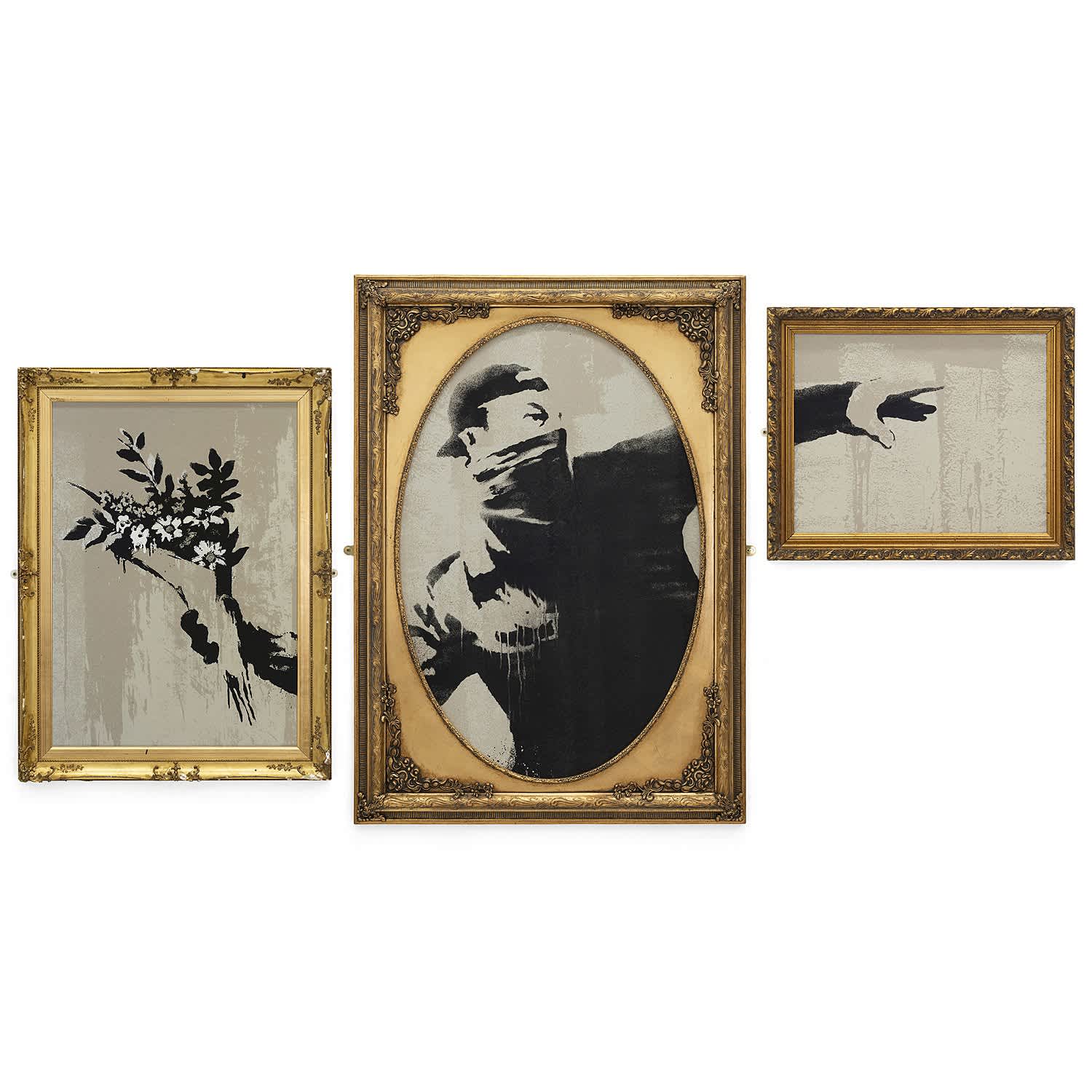 Banksy Flower Thrower Triptych Screenprint
