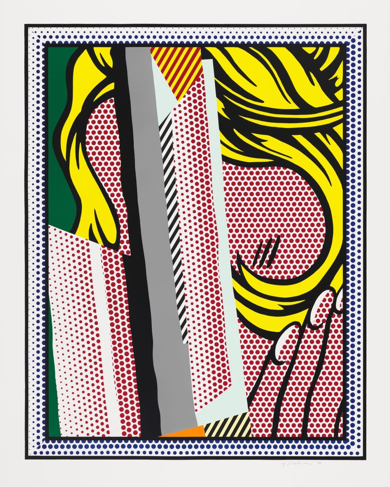 Roy Lichtenstein Reflections on Hair Lithograph and collage with embossing on paper