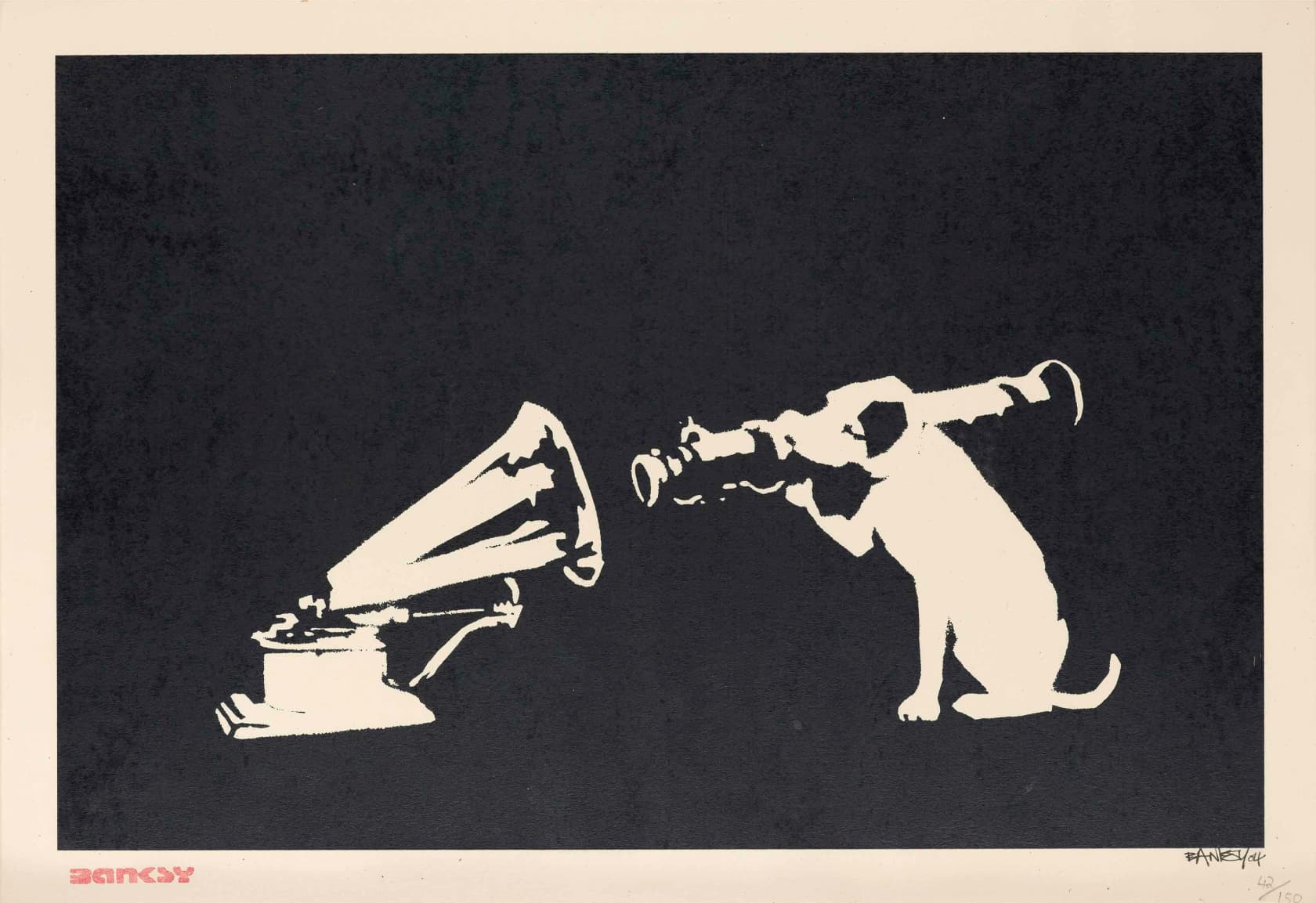 Banksy, HMV Dog (Signed), 2004