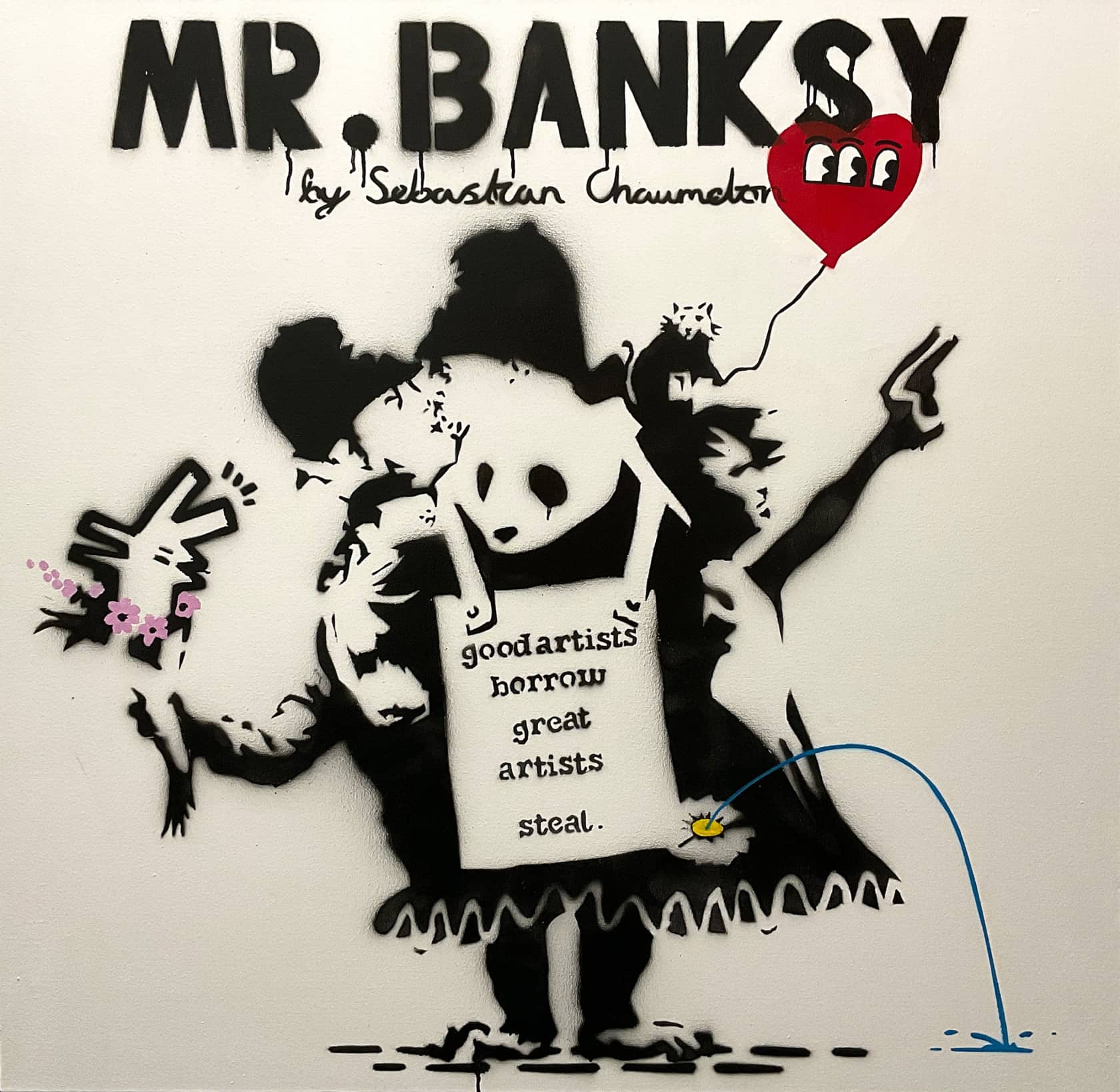 Sebastian Chaumeton Mr. Banksy (Good artists borrow great artists steal) Spraypaint and Acrylic on Canvas