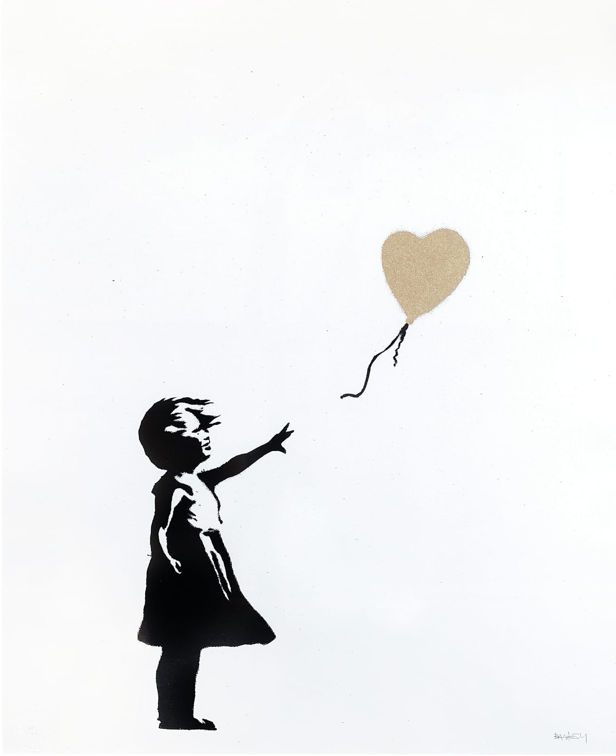 Banksy, Girl With Balloon - Gold (Signed), 2004