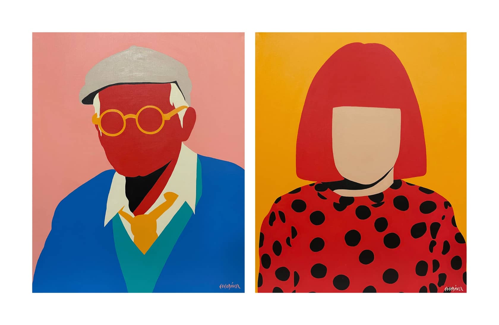 Coco Dávez David Hockney & Yayoi Kusama Acrylic on Canvas