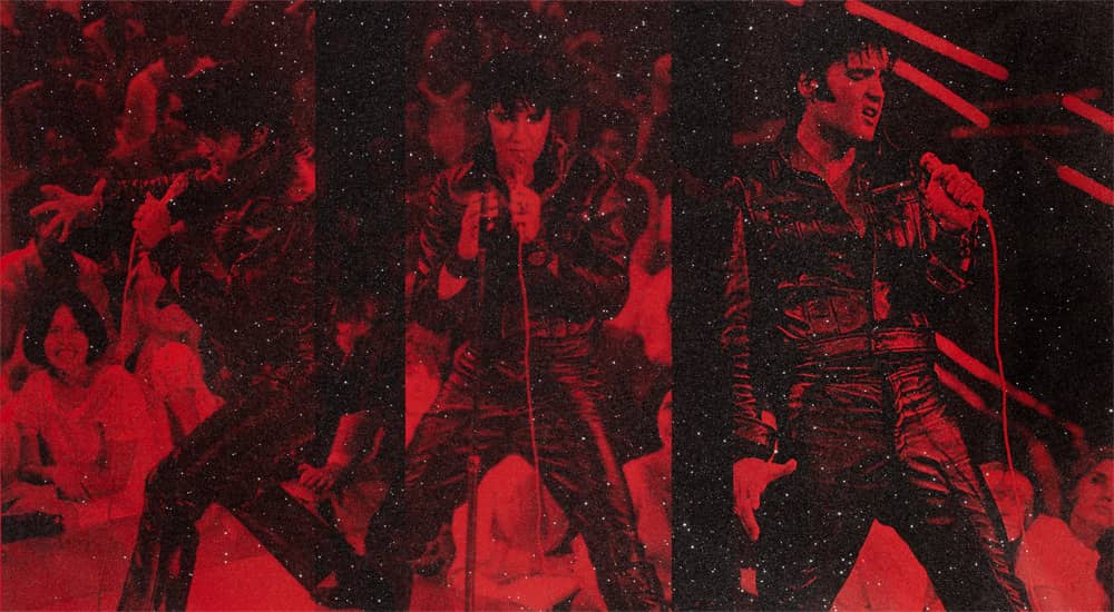 Russell Young, Elvis 1968 Triptych (Supreme Red), 2023