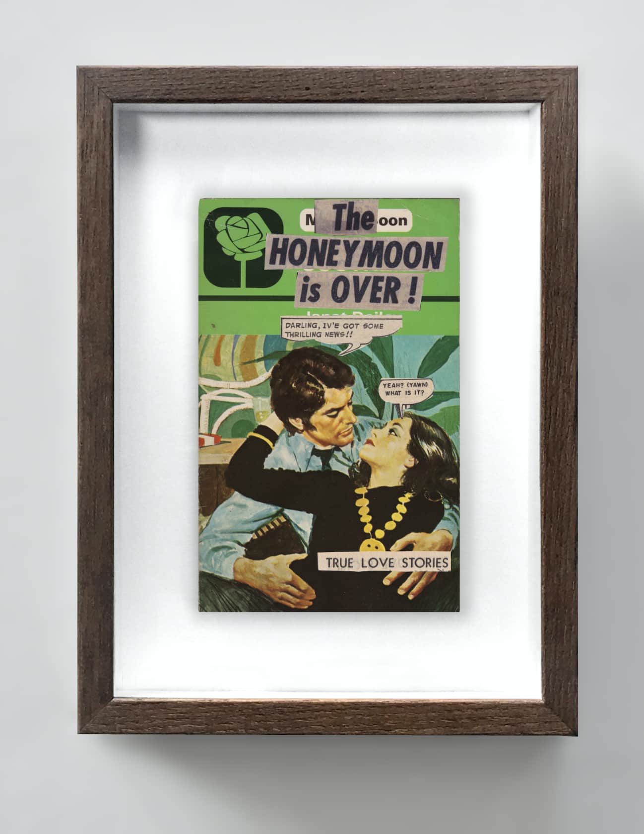 the connor brothers The Honeymoon Is Over (Green) Collage on vintage paperback book