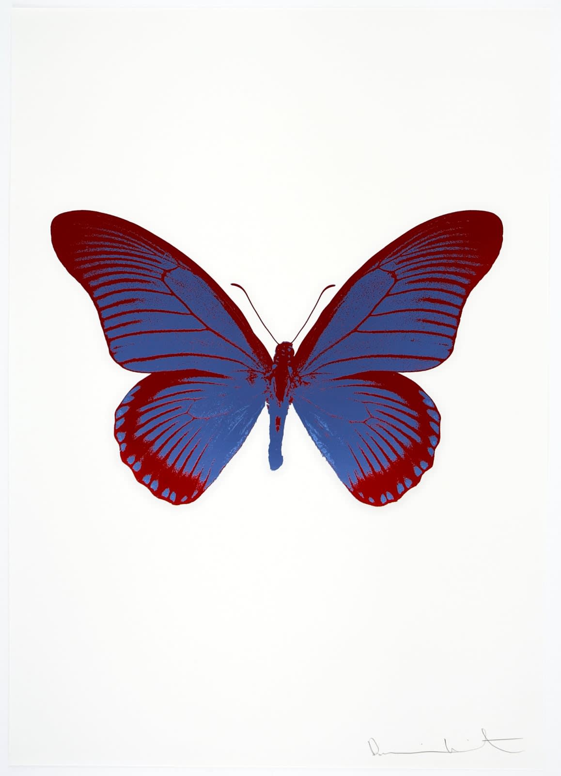 Damien Hirst, The Souls IV - Frost Blue/Chilli Red Damien Hirst Butterfly Foil Print, 2010