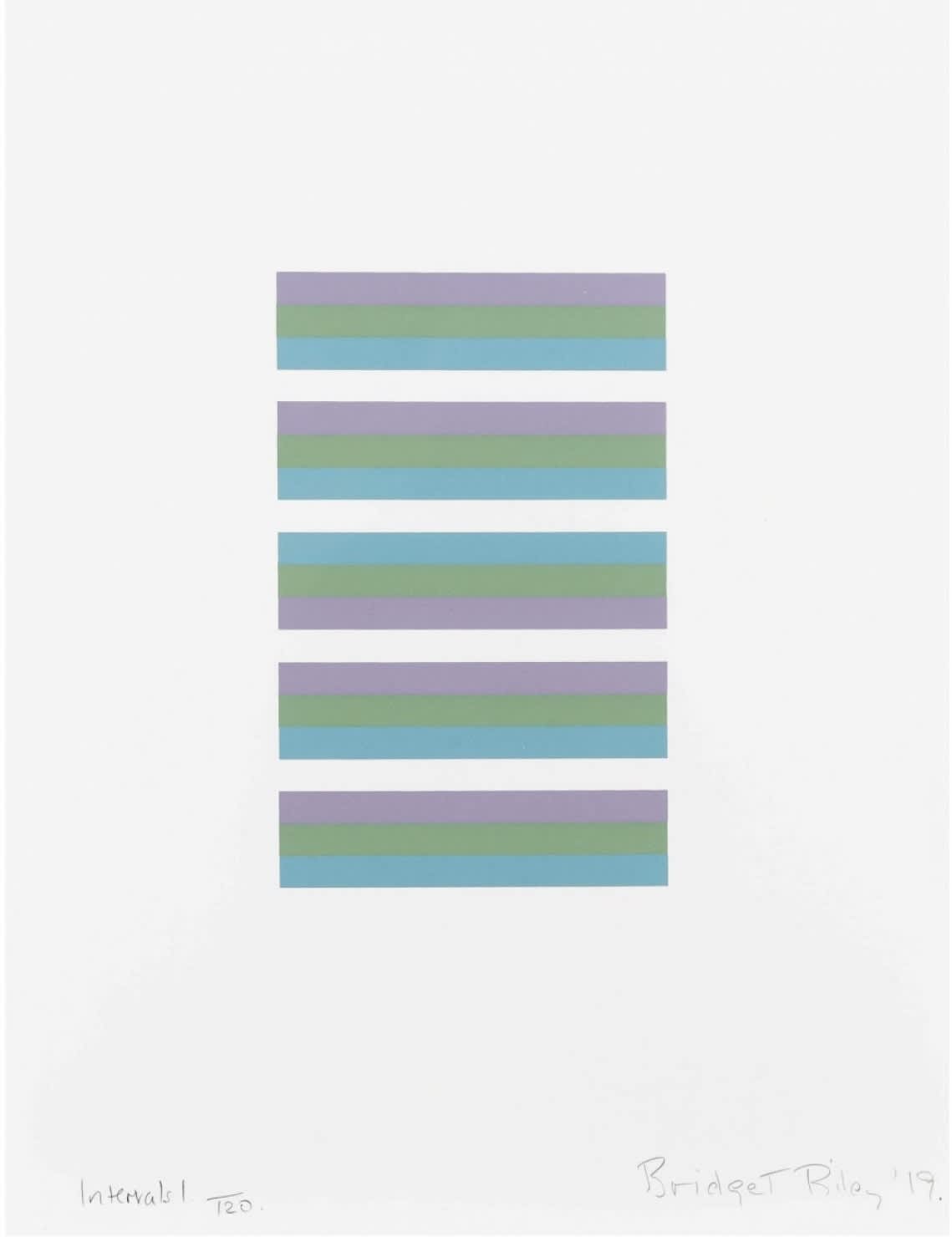 Bridget Riley Intervals 1 Screenprint in colours, on white wove paper
