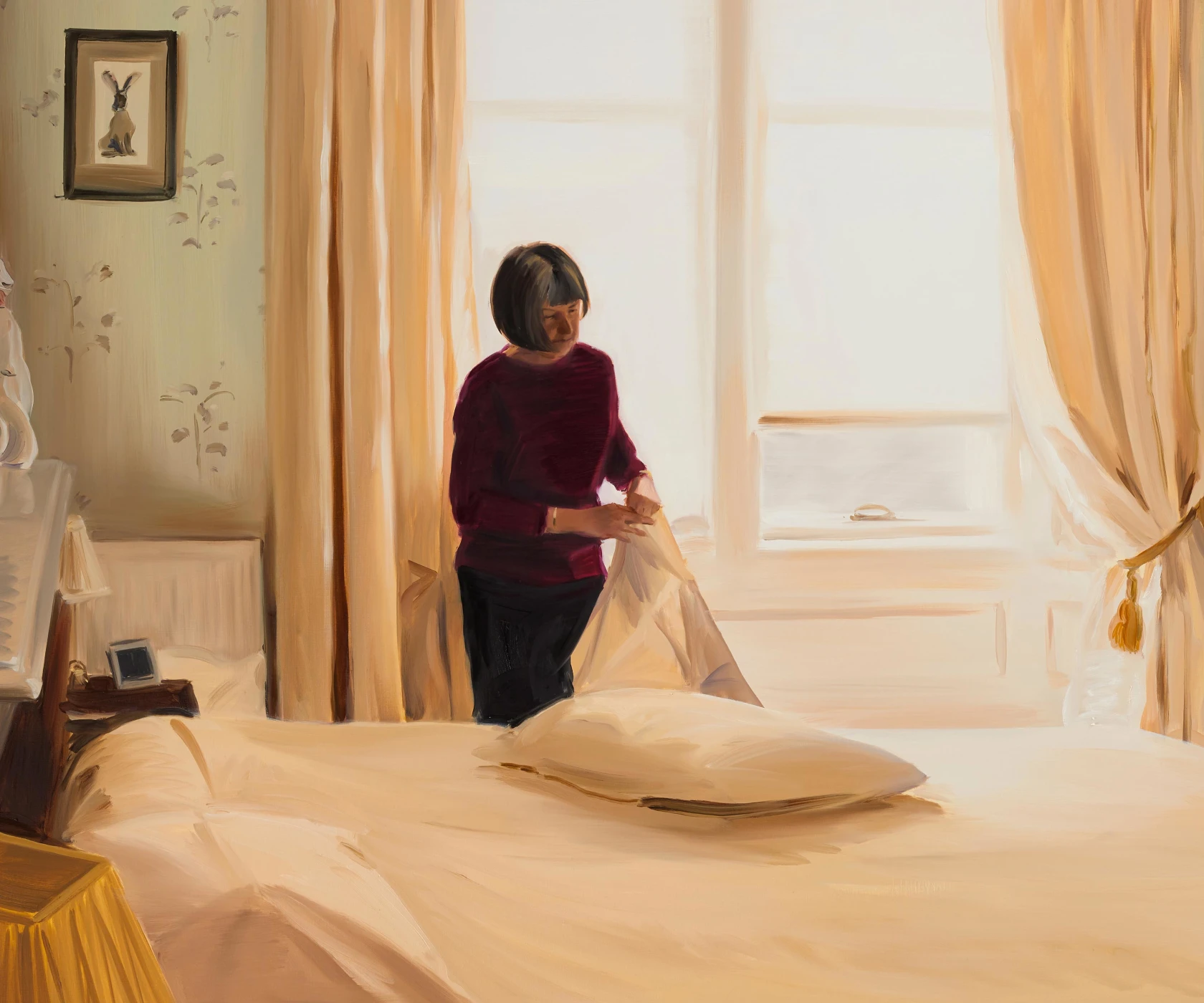 Caroline Walker, Changing Pillowcases, Mid Morning, March, 2020