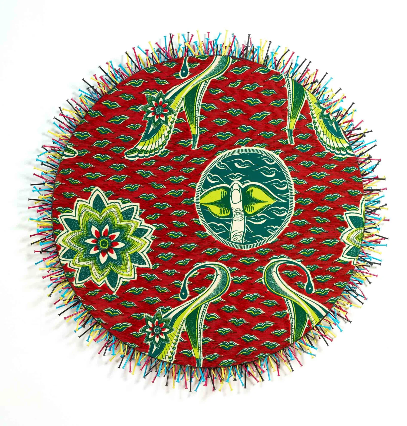 Yinka Shonibare, Circular Fetish Painting with Nails 3, 2012