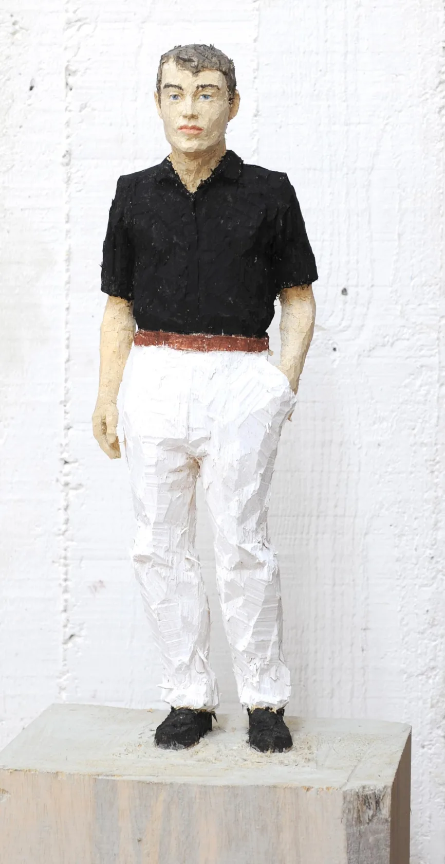 Stephan Balkenhol, Man (Black Shirt and White Trousers), 2012