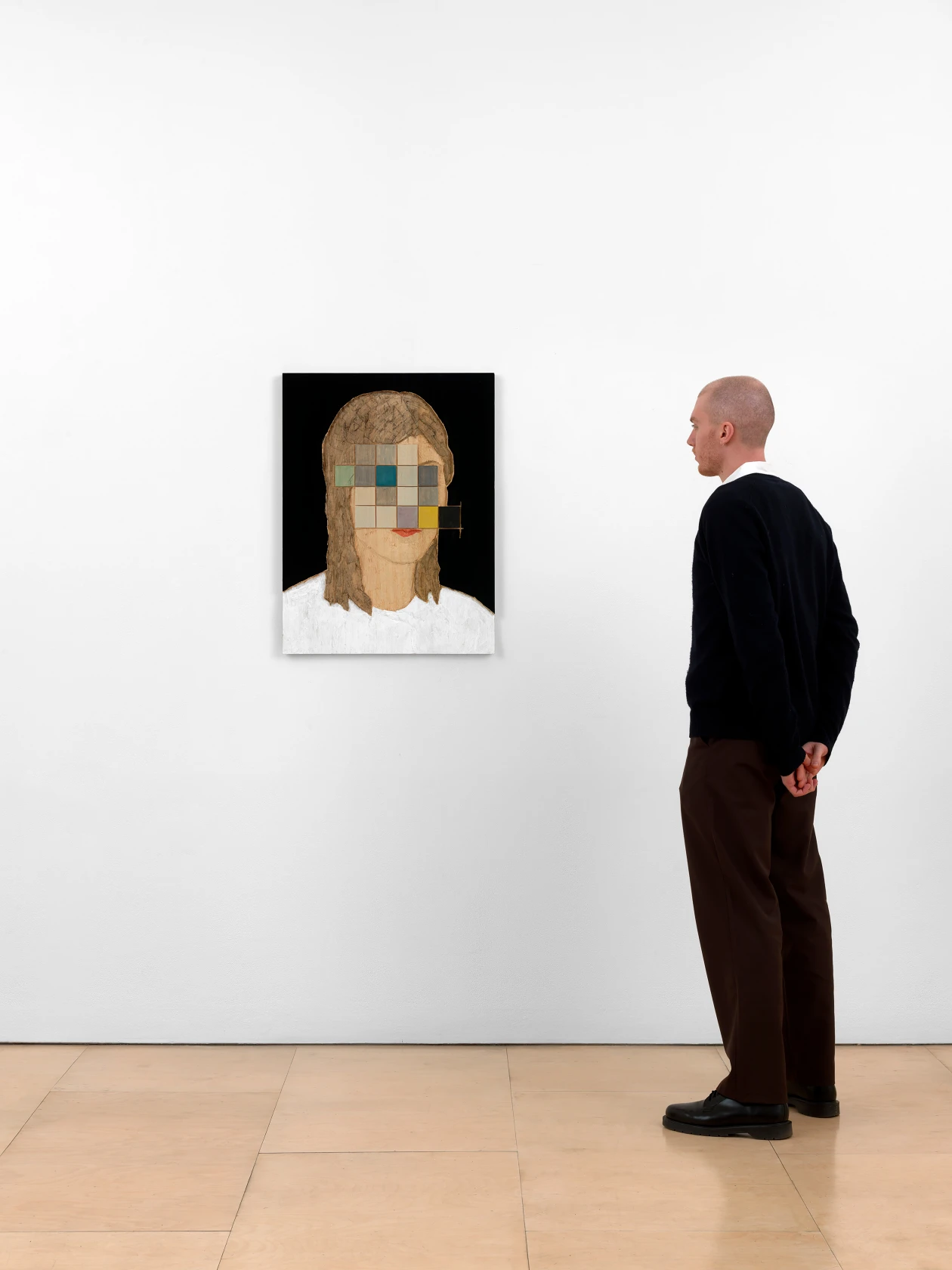 Stephan Balkenhol, Woman with pixels, 2019